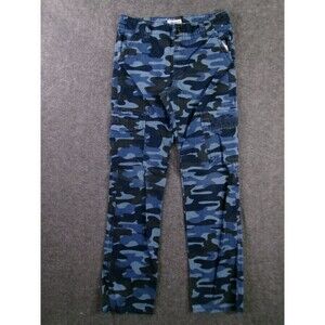 Gymboree Pants Boys 12 Straight Fit Blue Camo Cargo Cotton Pockets Elastic Waist